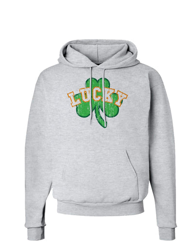 Lucky Shamrock Design Distressed Hoodie Sweatshirt by TooLoud-Hoodie-TooLoud-AshGray-Small-Davson Sales