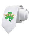 Lucky Shamrock Design Distressed Printed White Necktie by TooLoud