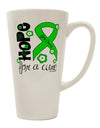 Lyme Disease Awareness - Lime Green Ribbon and Floral Design 16 oz Conical Latte Coffee Mug - TooLoud-Conical Latte Mug-TooLoud-White-Davson Sales