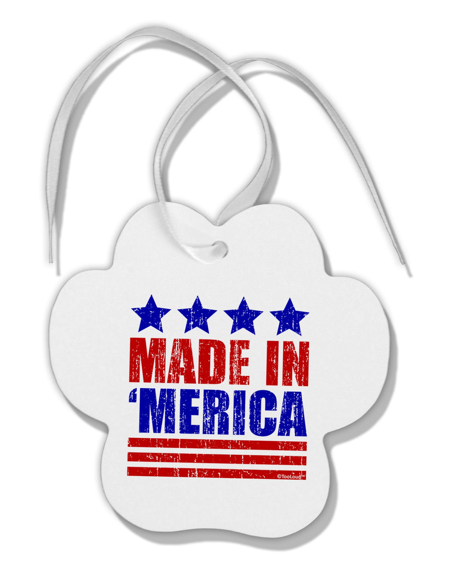 Made in Merica - Stars and Stripes Color Design Paw Print Shaped Ornament-Ornament-TooLoud-White-Davson Sales