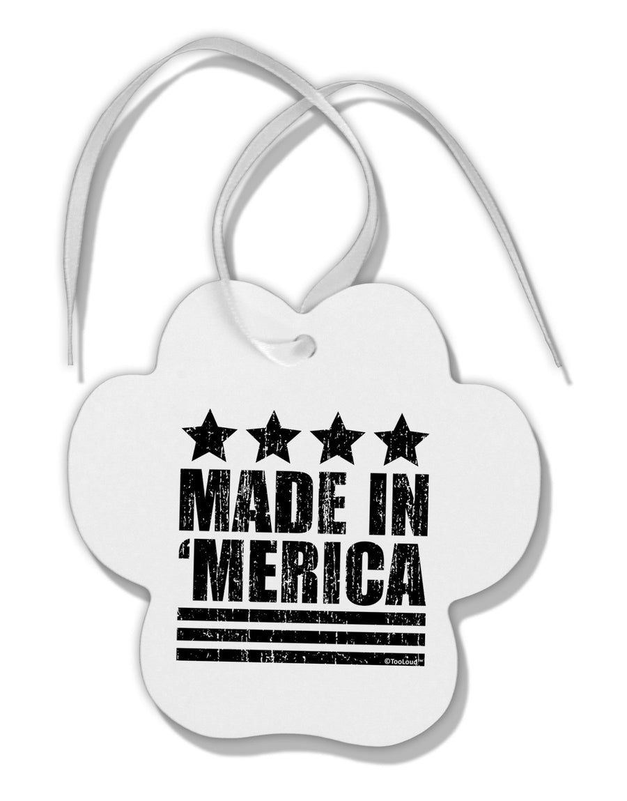 Made in Merica - Stars and Stripes Design Paw Print Shaped Ornament-Ornament-TooLoud-White-Davson Sales