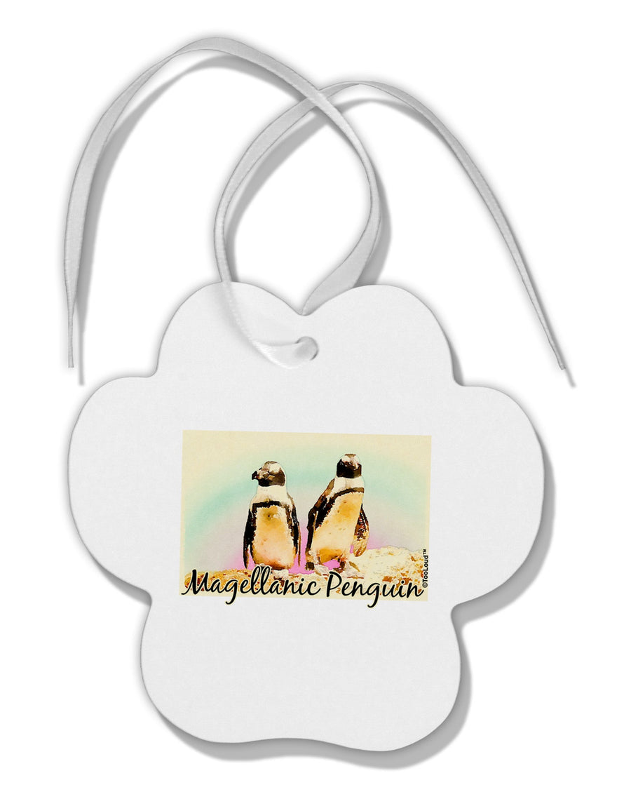 Magellanic Penguin Text Paw Print Shaped Ornament-Ornament-TooLoud-White-Davson Sales