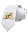 Magellanic Penguin Text Printed White Necktie