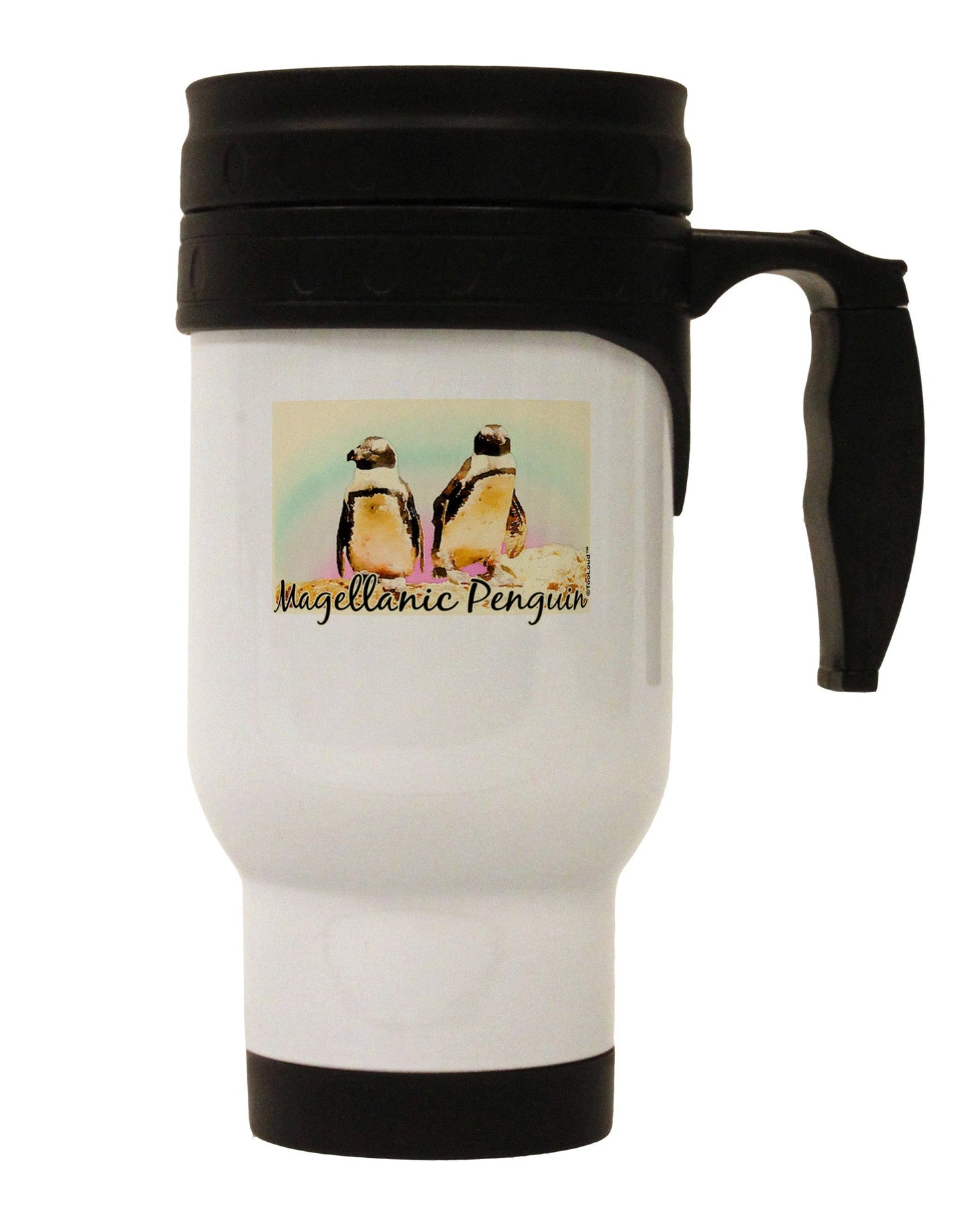 Magellanic Penguin Text Stainless Steel 14oz Travel Mug-Travel Mugs-TooLoud-White-Davson Sales