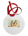 Magellanic Penguin Watercolor Circular Metal Ornament-Ornament-TooLoud-White-Davson Sales