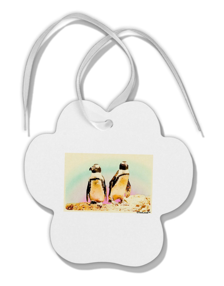 Magellanic Penguin Watercolor Paw Print Shaped Ornament-Ornament-TooLoud-White-Davson Sales