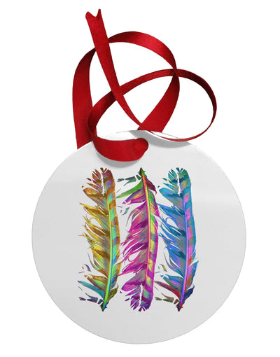 Magic Feathers Circular Metal Ornament-Ornament-TooLoud-White-Davson Sales