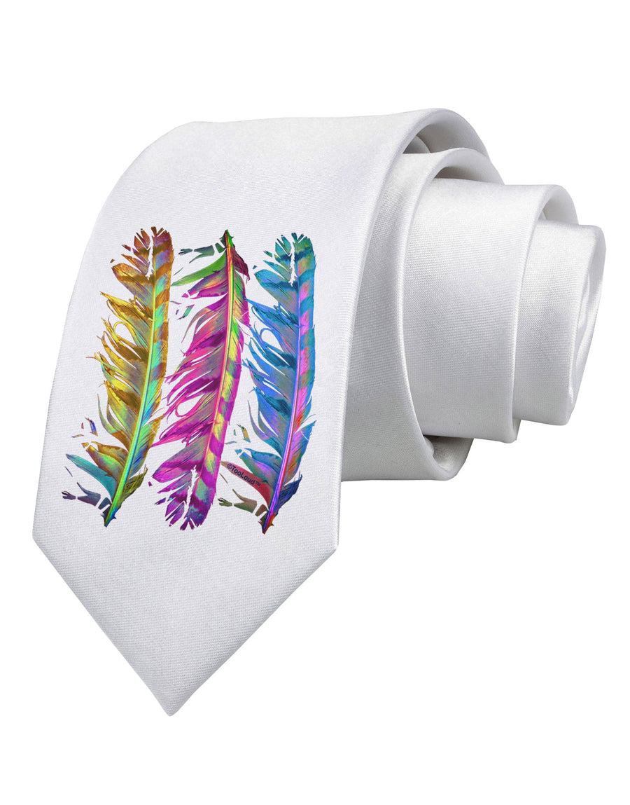 Magic Feathers Printed White Necktie