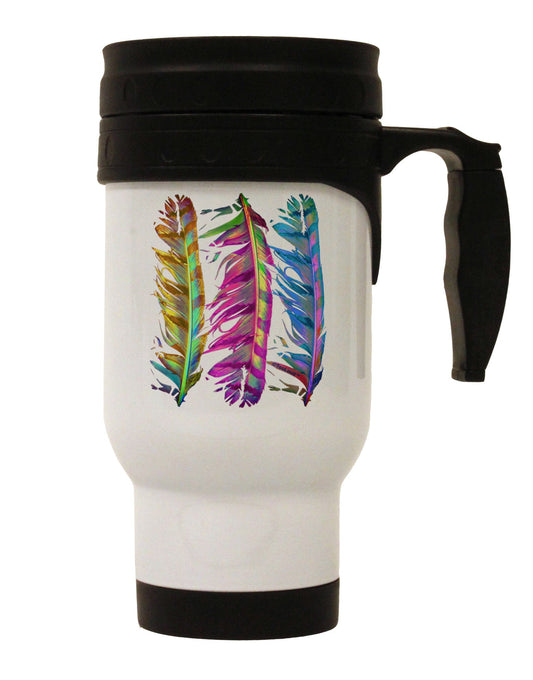 Magic Feathers Stainless Steel 14oz Travel Mug-Travel Mugs-TooLoud-White-Davson Sales