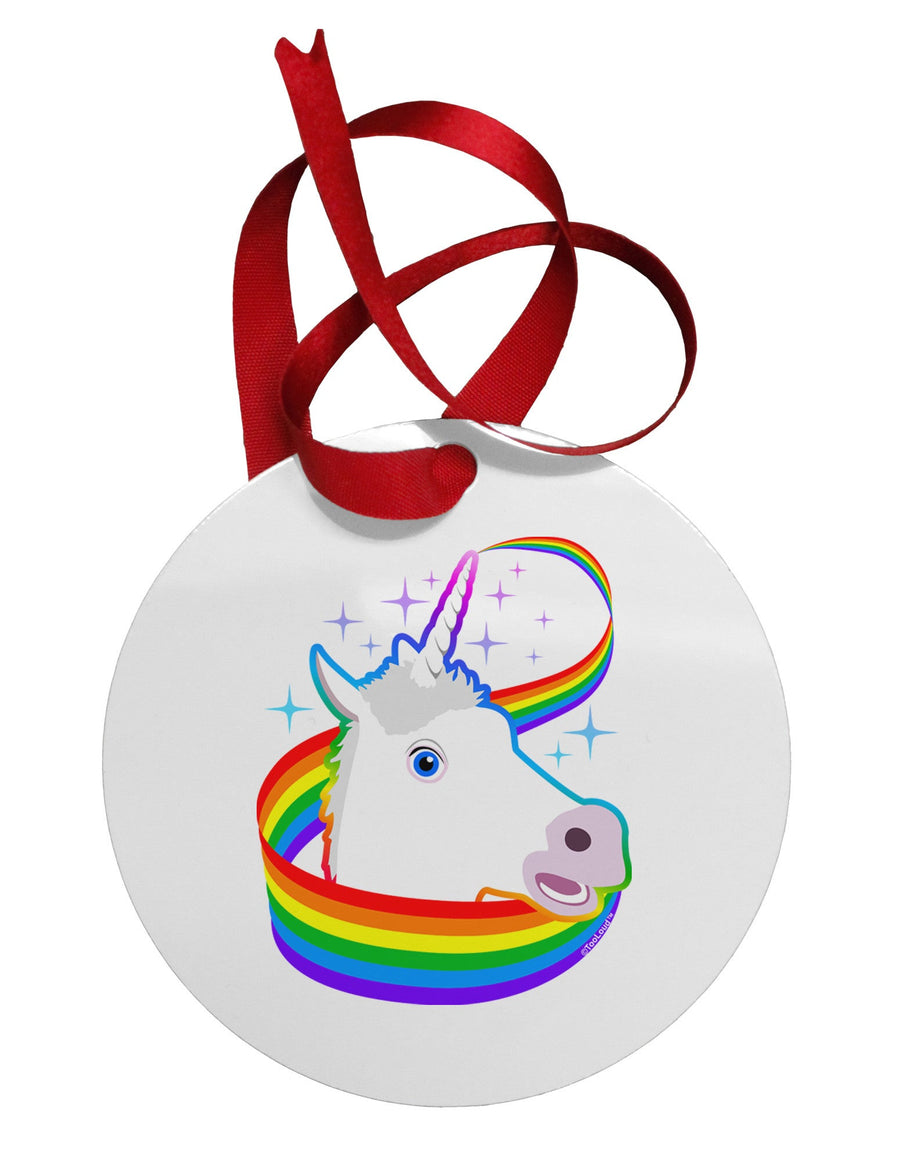 Magical Horn Rainbow Unicorn Circular Metal Ornament-Ornament-TooLoud-White-Davson Sales