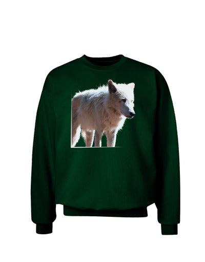 Magnificent Full White Wolf Adult Dark Sweatshirt-Sweatshirts-TooLoud-Deep-Forest-Green-Small-Davson Sales