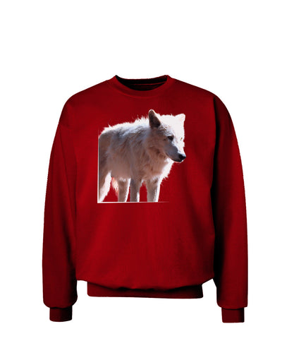 Magnificent Full White Wolf Adult Dark Sweatshirt-Sweatshirts-TooLoud-Deep-Red-Small-Davson Sales