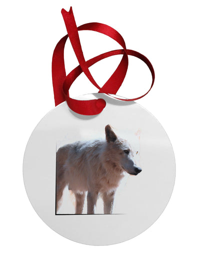 Magnificent Full White Wolf Circular Metal Ornament-Ornament-TooLoud-White-Davson Sales