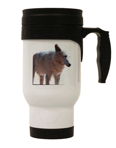 Magnificent Full White Wolf Stainless Steel 14oz Travel Mug-Travel Mugs-TooLoud-White-Davson Sales