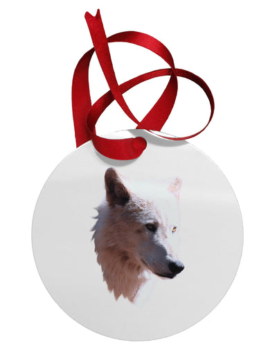 Magnificent White Wolf Head Circular Metal Ornament-Ornament-TooLoud-White-Davson Sales