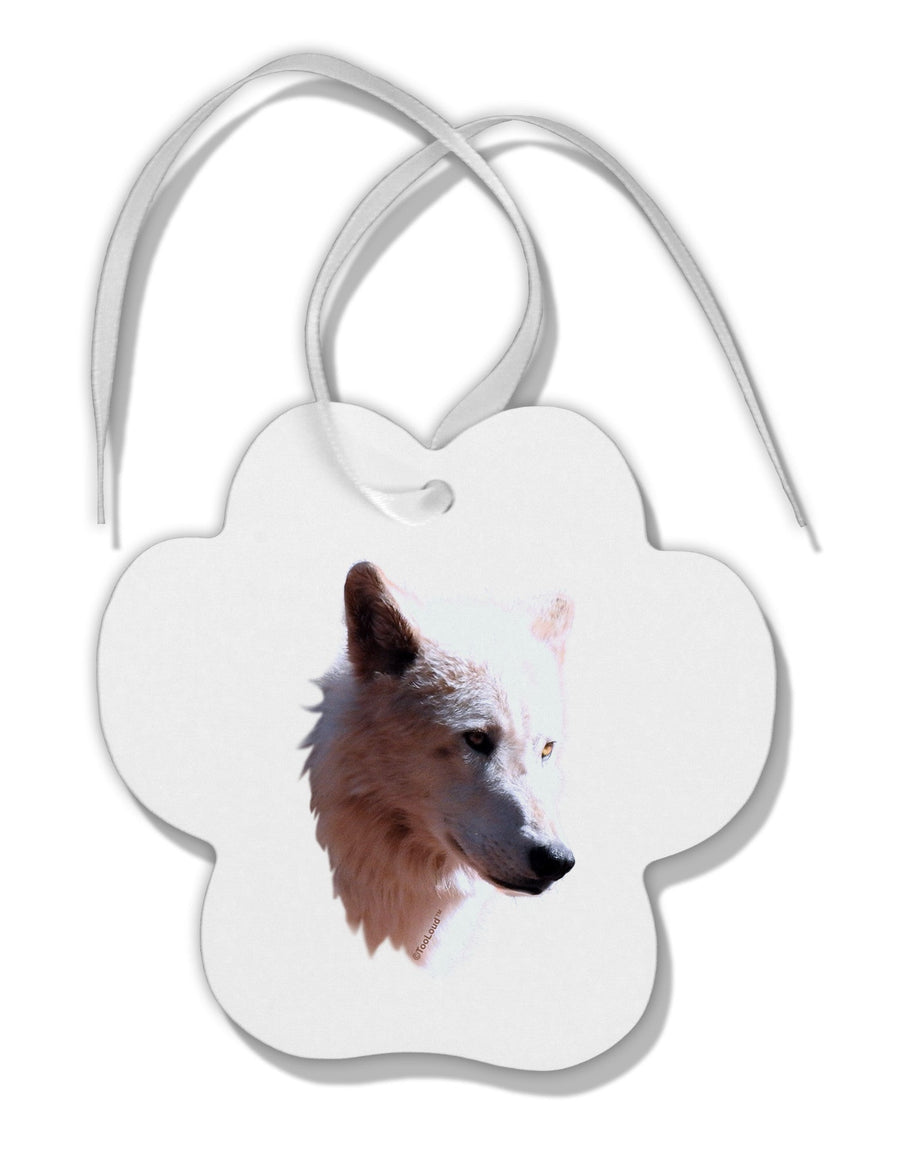 Magnificent White Wolf Head Paw Print Shaped Ornament-Ornament-TooLoud-White-Davson Sales