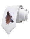 Magnificent White Wolf Head Printed White Necktie