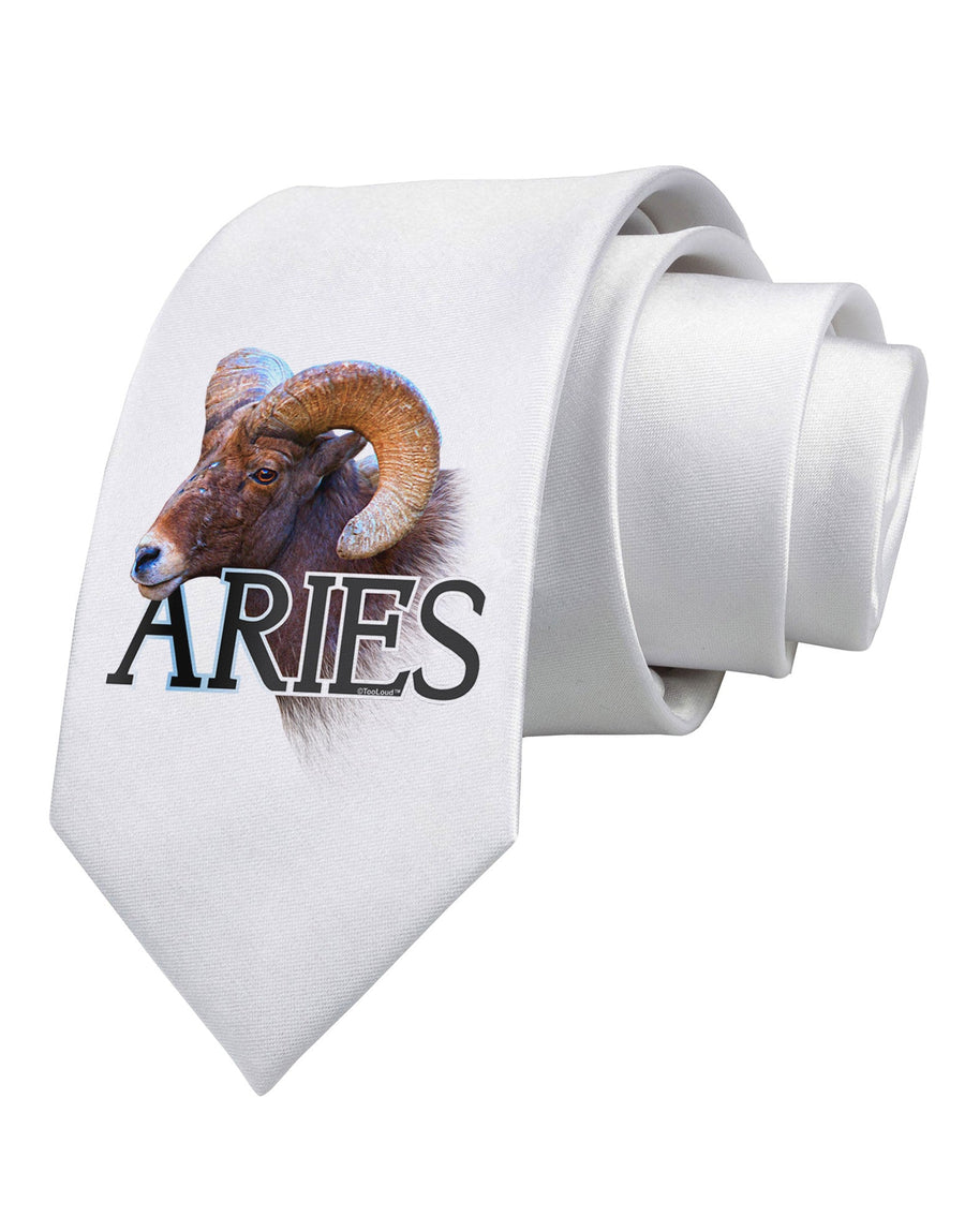 Majestic Aries Picture Printed White Necktie