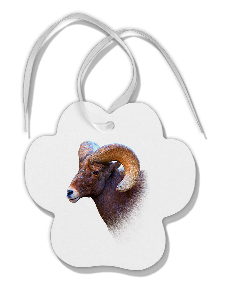 Majestic Bighorn Ram Paw Print Shaped Ornament-Ornament-TooLoud-White-Davson Sales