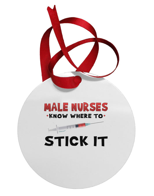 Male Nurses - Stick It Circular Metal Ornament-Ornament-TooLoud-White-Davson Sales