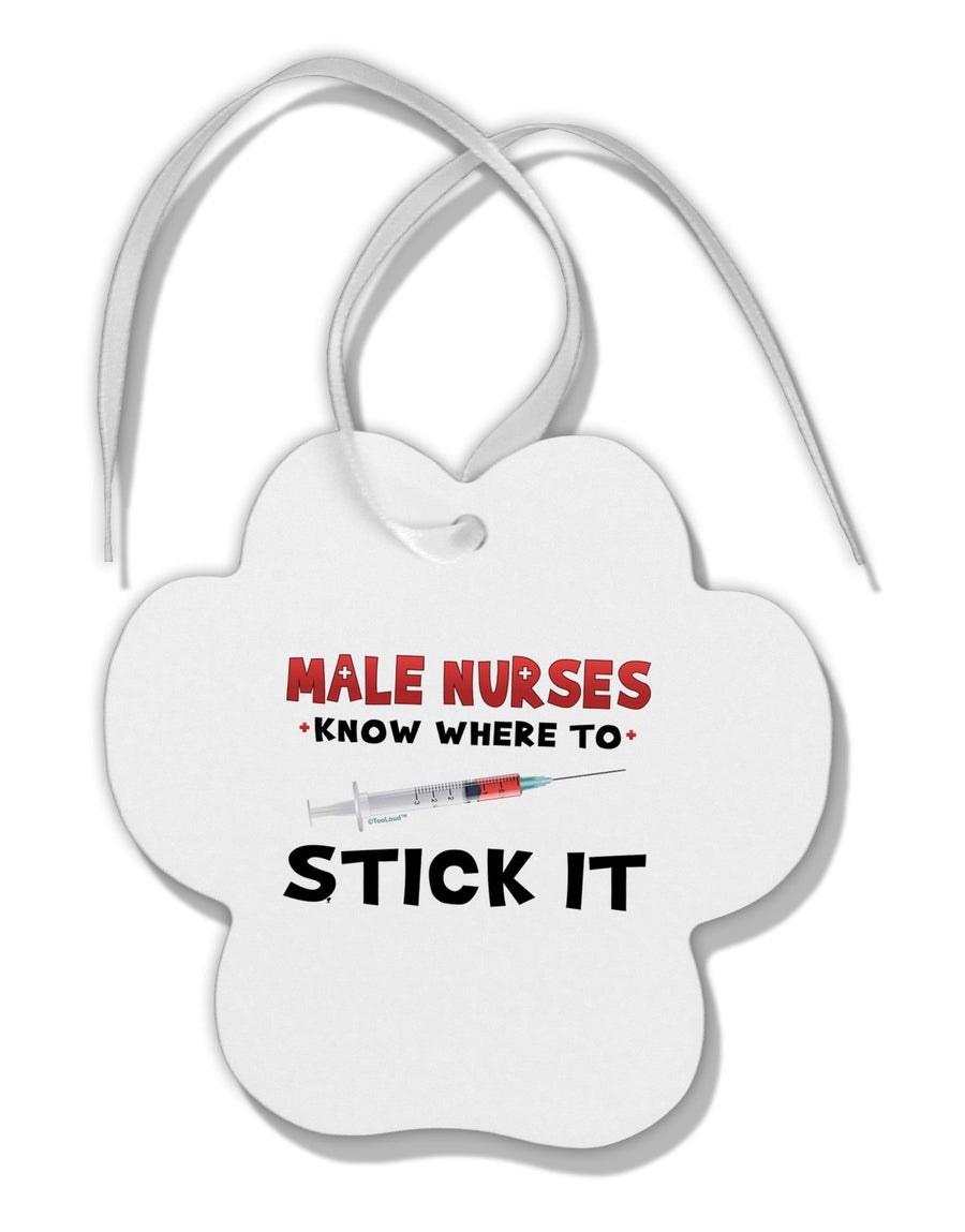 Male Nurses - Stick It Paw Print Shaped Ornament-Ornament-TooLoud-White-Davson Sales