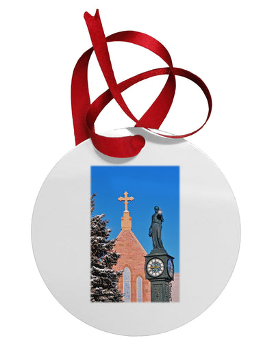 Manitou Springs Colorado Circular Metal Ornament by TooLoud-Ornament-TooLoud-White-Davson Sales