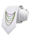 Mardi Gras Beads Necklaces Printed White Necktie