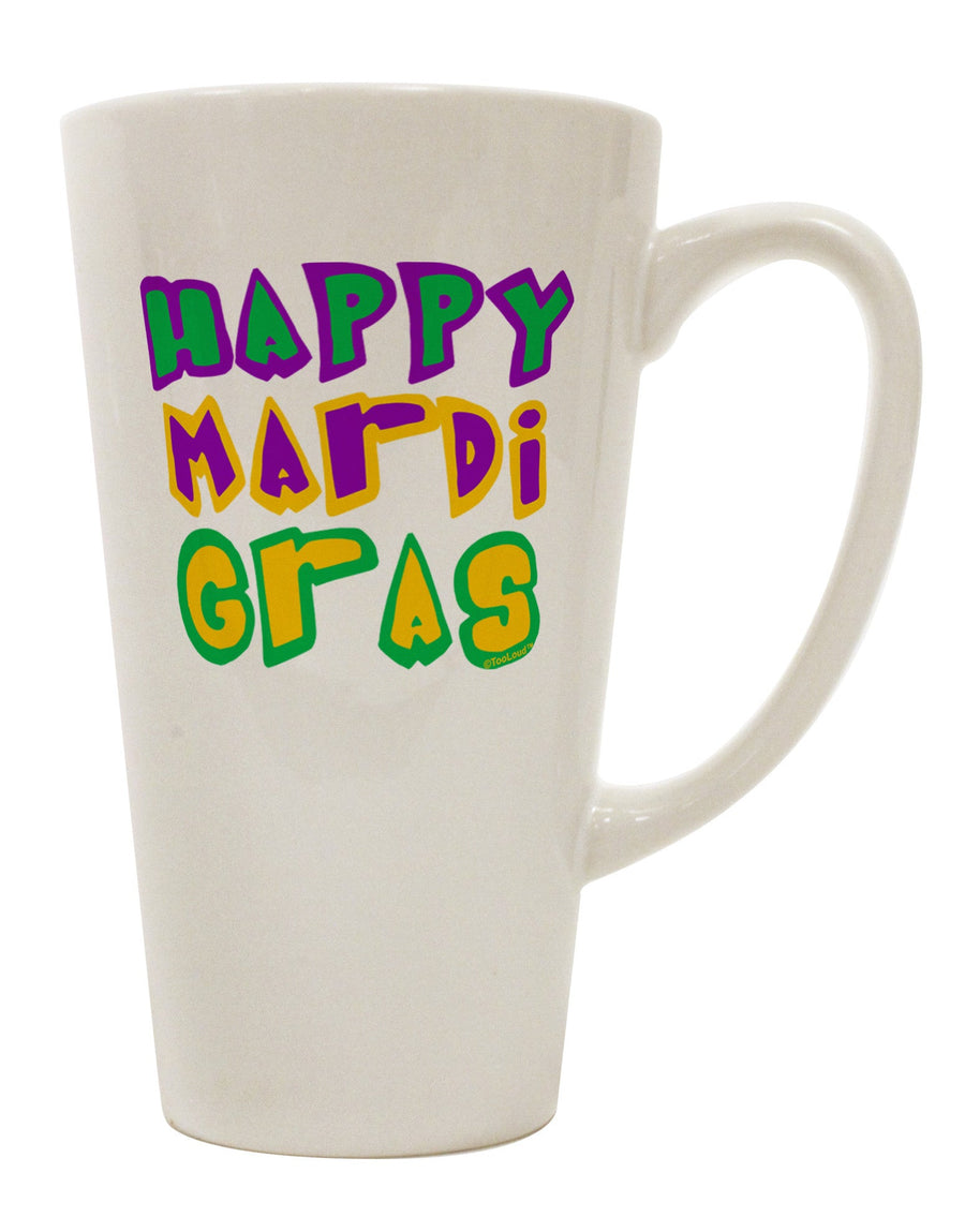 Mardi Gras Celebration Conical Latte Coffee Mug - Expertly Crafted Drinkware-Conical Latte Mug-TooLoud-White-Davson Sales