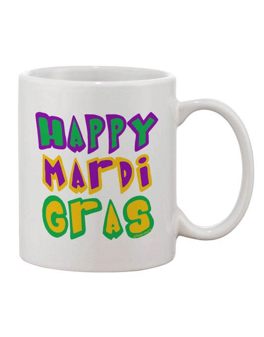 Mardi Gras Celebration Text 2 Printed 11 oz Coffee Mug - Expertly Crafted Drinkware-11 OZ Coffee Mug-TooLoud-White-Davson Sales