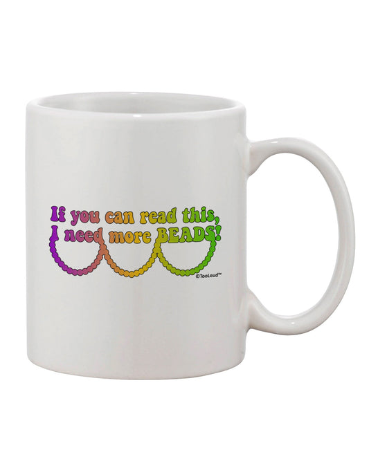Mardi Gras Printed 11 oz Coffee Mug - A Must-Have for Bead Enthusiasts!-11 OZ Coffee Mug-TooLoud-White-Davson Sales