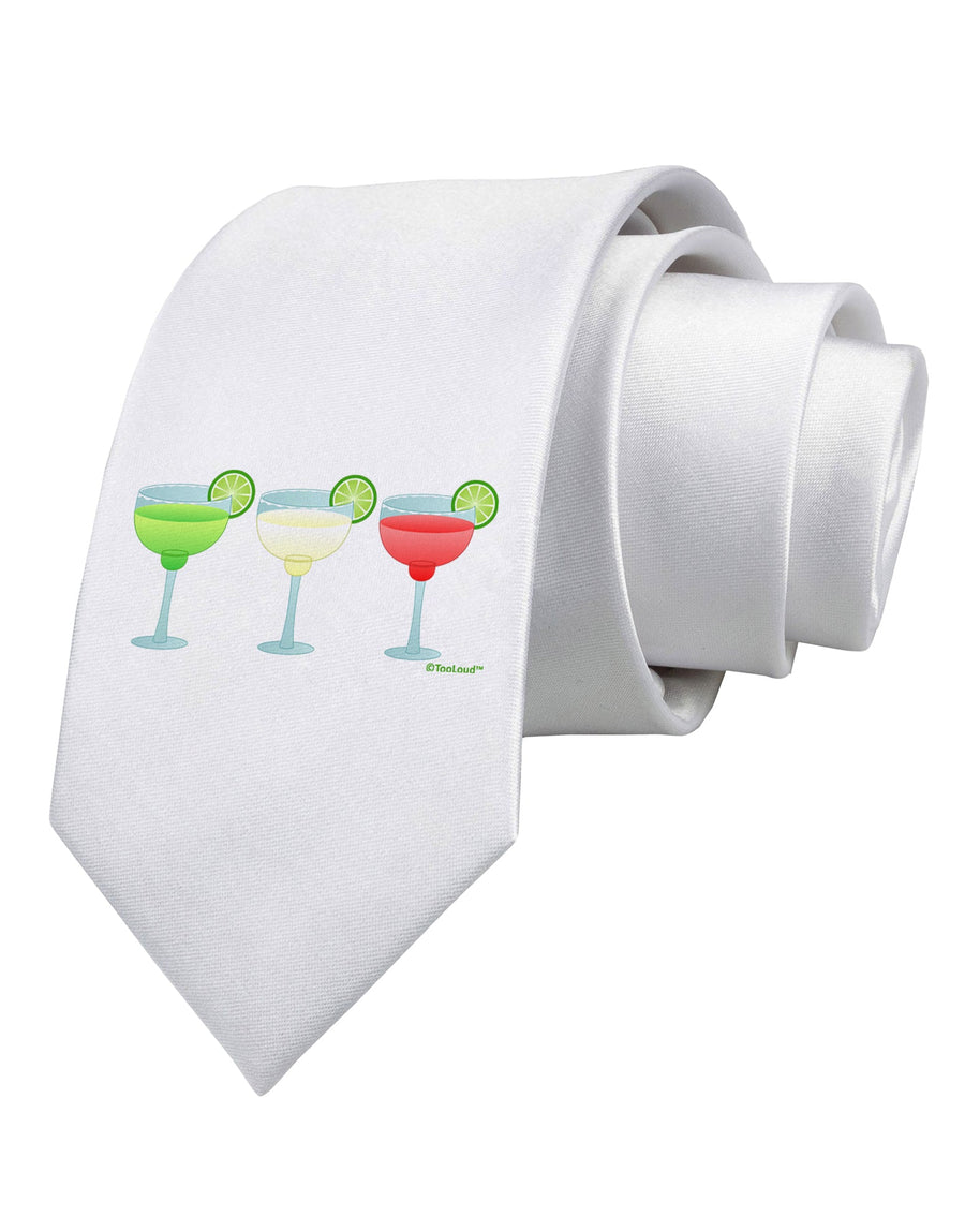 Margaritas - Mexican Flag Colors - Cinco de Mayo Printed White Necktie by TooLoud