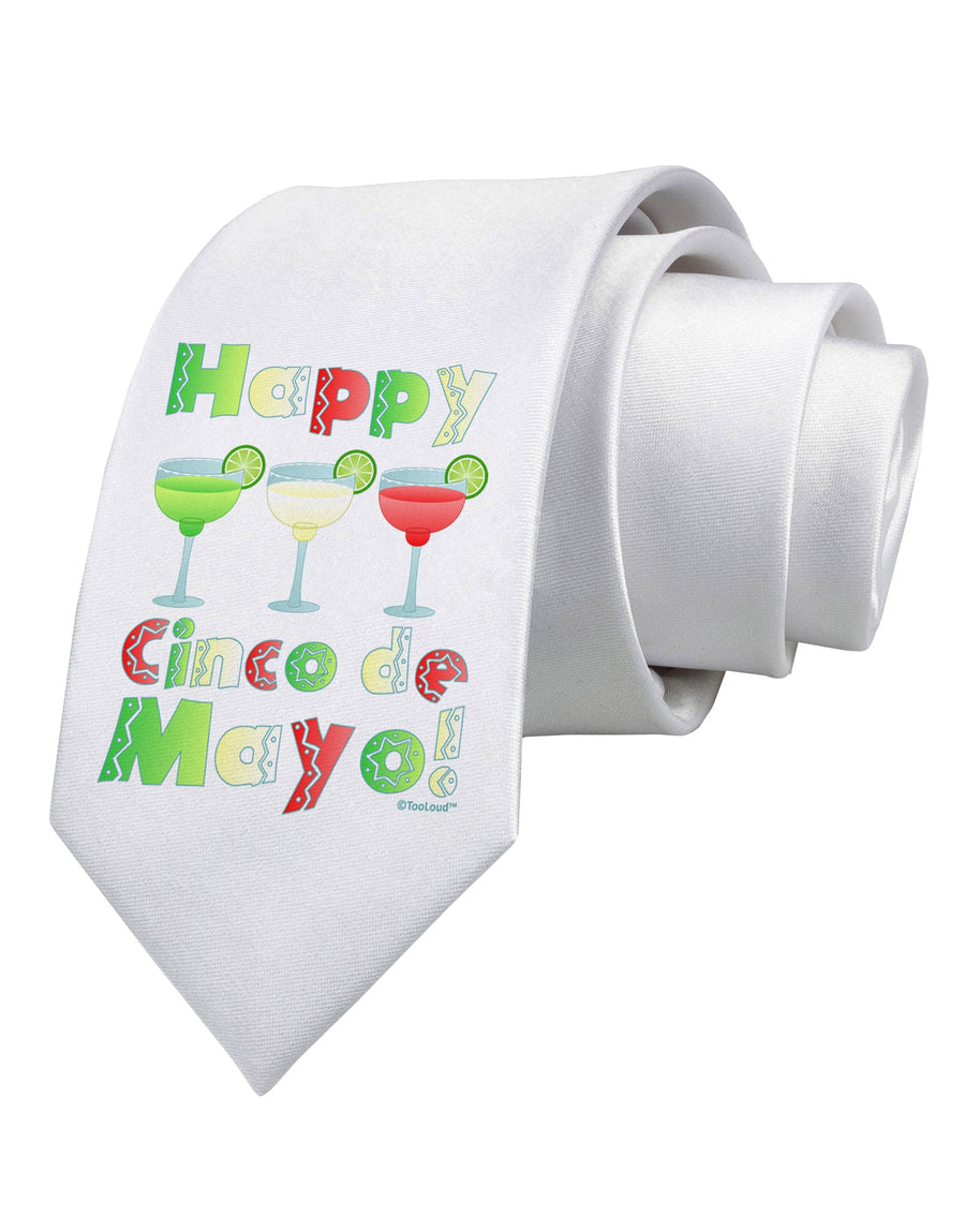 Margaritas - Mexican Flag Colors - Happy Cinco de Mayo Printed White Necktie by TooLoud