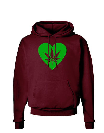 Marijuana Leaf Heart Green Dark Hoodie Sweatshirt-Hoodie-TooLoud-Maroon-Small-Davson Sales