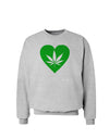 Marijuana Leaf Heart Green Sweatshirt-Sweatshirts-TooLoud-AshGray-Small-Davson Sales