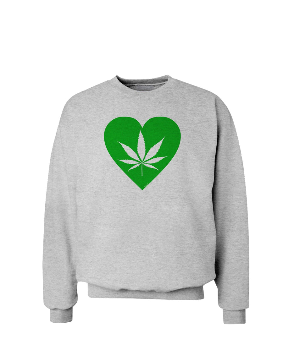 Marijuana Leaf Heart Green Sweatshirt-Sweatshirts-TooLoud-White-Small-Davson Sales