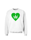 Marijuana Leaf Heart Green Sweatshirt-Sweatshirts-TooLoud-White-Small-Davson Sales