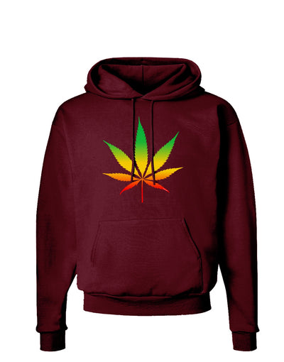 Marijuana Leaf Rastafarian Colors Dark Hoodie Sweatshirt-Hoodie-TooLoud-Maroon-Small-Davson Sales