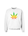 Marijuana Leaf Rastafarian Colors Sweatshirt-Sweatshirts-TooLoud-White-Small-Davson Sales