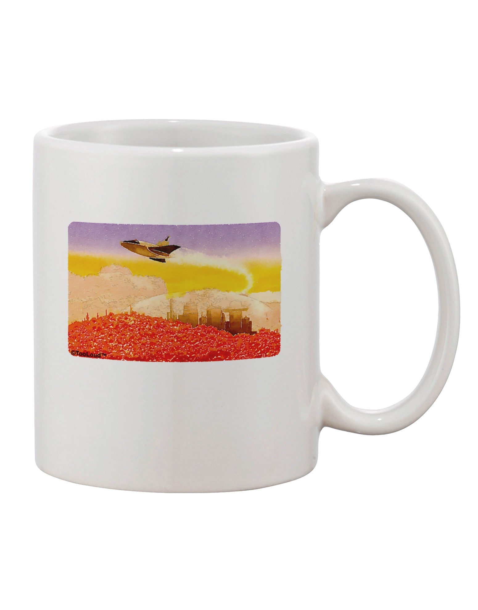 Mars-inspired Watercolor Print 11 oz Coffee Mug - Expertly Crafted Drinkware TooLoud-11 OZ Coffee Mug-TooLoud-White-Davson Sales