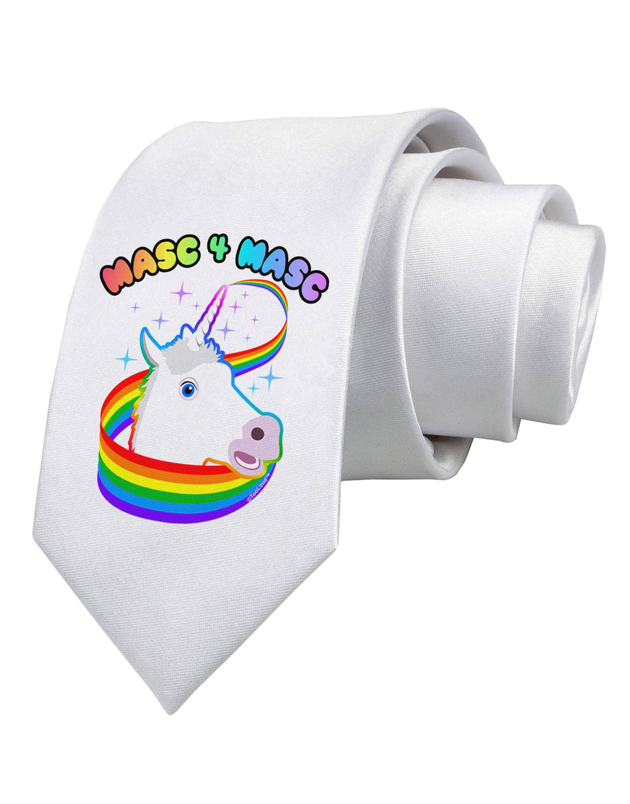 Masc 4 Masc Pranciful Unicorn Printed White Necktie