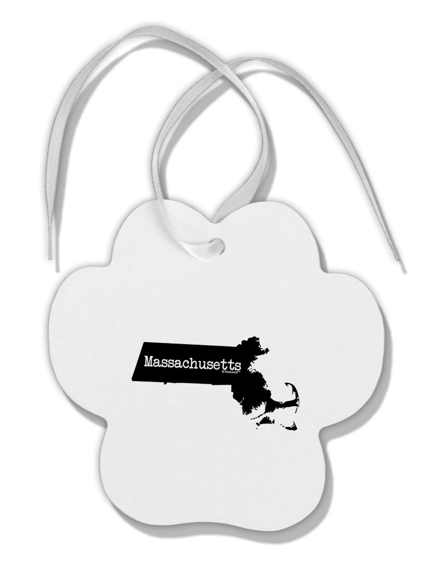 Massachusetts - United States Shape Paw Print Shaped Ornament-Ornament-TooLoud-White-Davson Sales