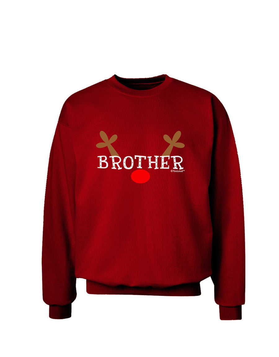 Matching Family Christmas Design - Reindeer - Brother Adult Dark Sweatshirt by TooLoud-Sweatshirts-TooLoud-Black-Small-Davson Sales