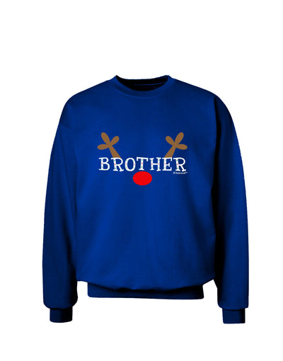 Matching Family Christmas Design - Reindeer - Brother Adult Dark Sweatshirt by TooLoud-Sweatshirts-TooLoud-Deep-Royal-Blue-Small-Davson Sales