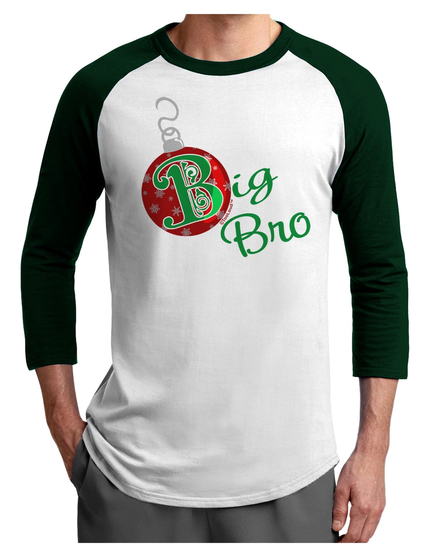 Matching Family Ornament Big Bro Adult Raglan Shirt-Raglan Shirt-TooLoud-White-Forest-X-Small-Davson Sales