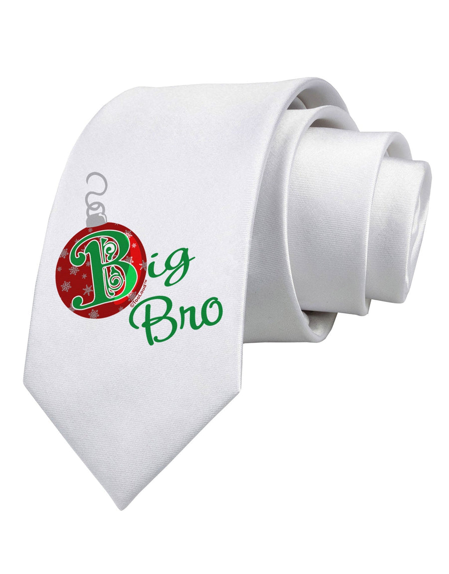 Matching Family Ornament Big Bro Printed White Necktie