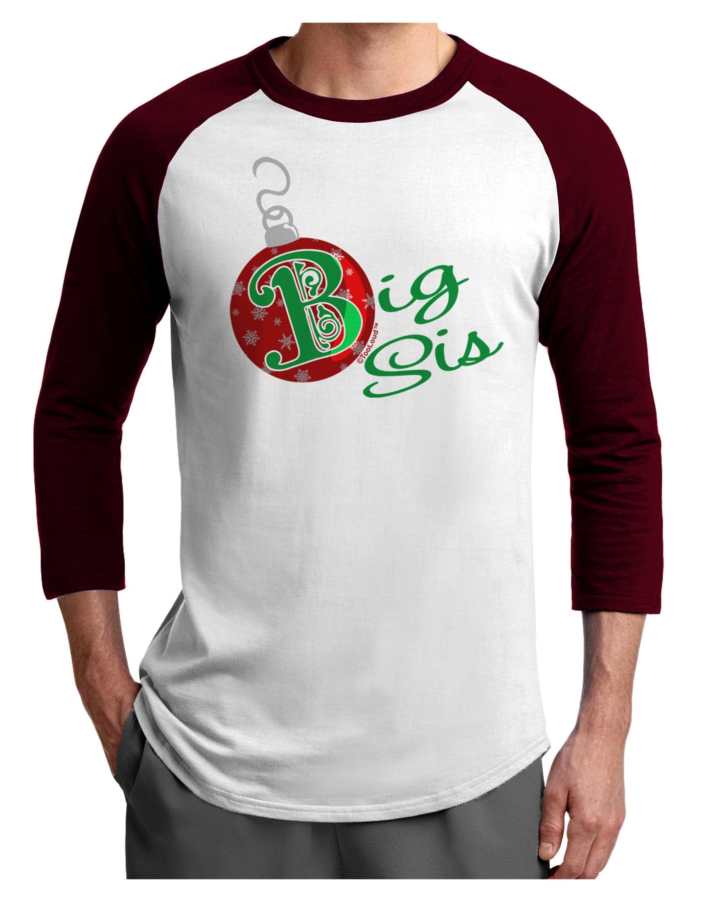 Matching Family Ornament Big Sis Adult Raglan Shirt-Raglan Shirt-TooLoud-White-Cardinal-X-Small-Davson Sales