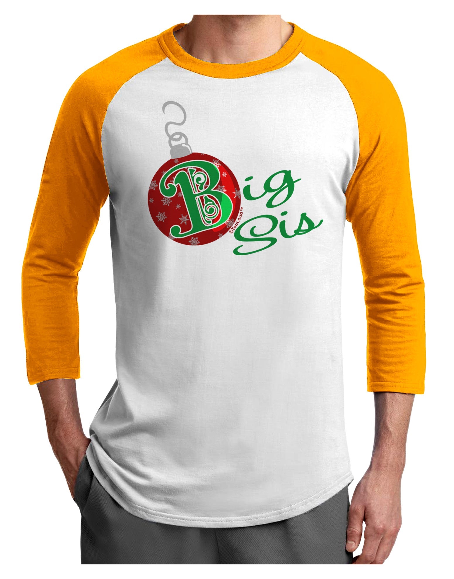 Matching Family Ornament Big Sis Adult Raglan Shirt-Raglan Shirt-TooLoud-White-Gold-X-Small-Davson Sales