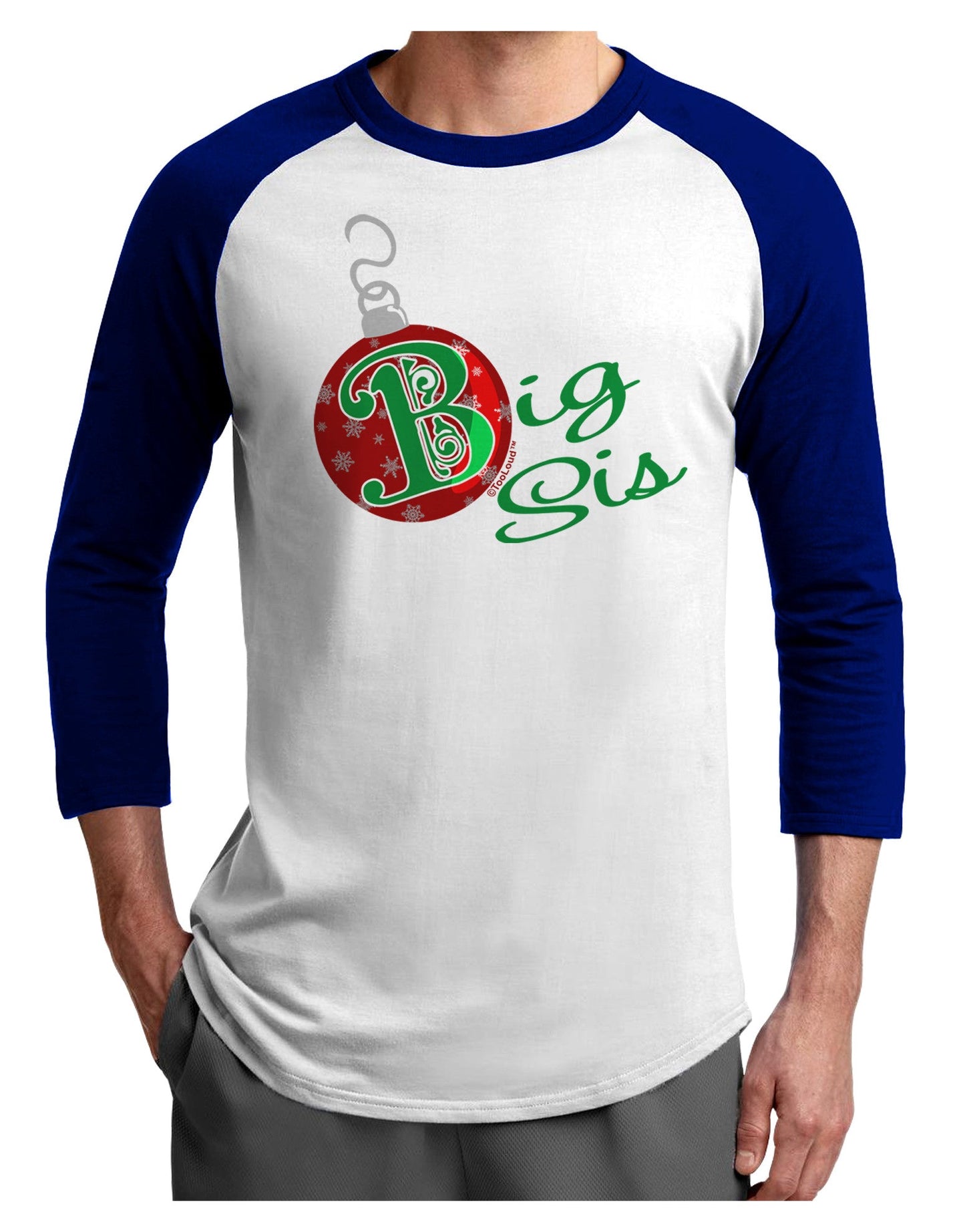 Matching Family Ornament Big Sis Adult Raglan Shirt-Raglan Shirt-TooLoud-White-Royal-X-Small-Davson Sales