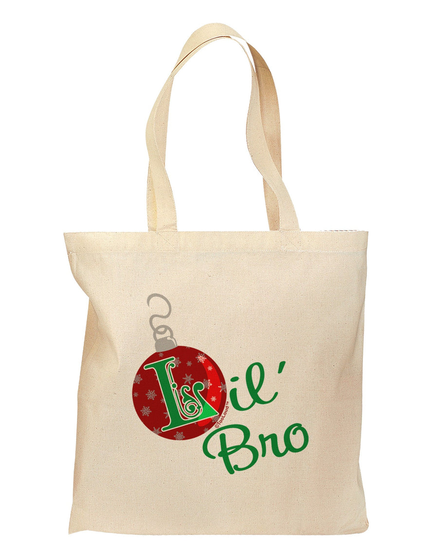 Matching Family Ornament Lil Bro Grocery Tote Bag-Grocery Tote-TooLoud-Natural-Medium-Davson Sales