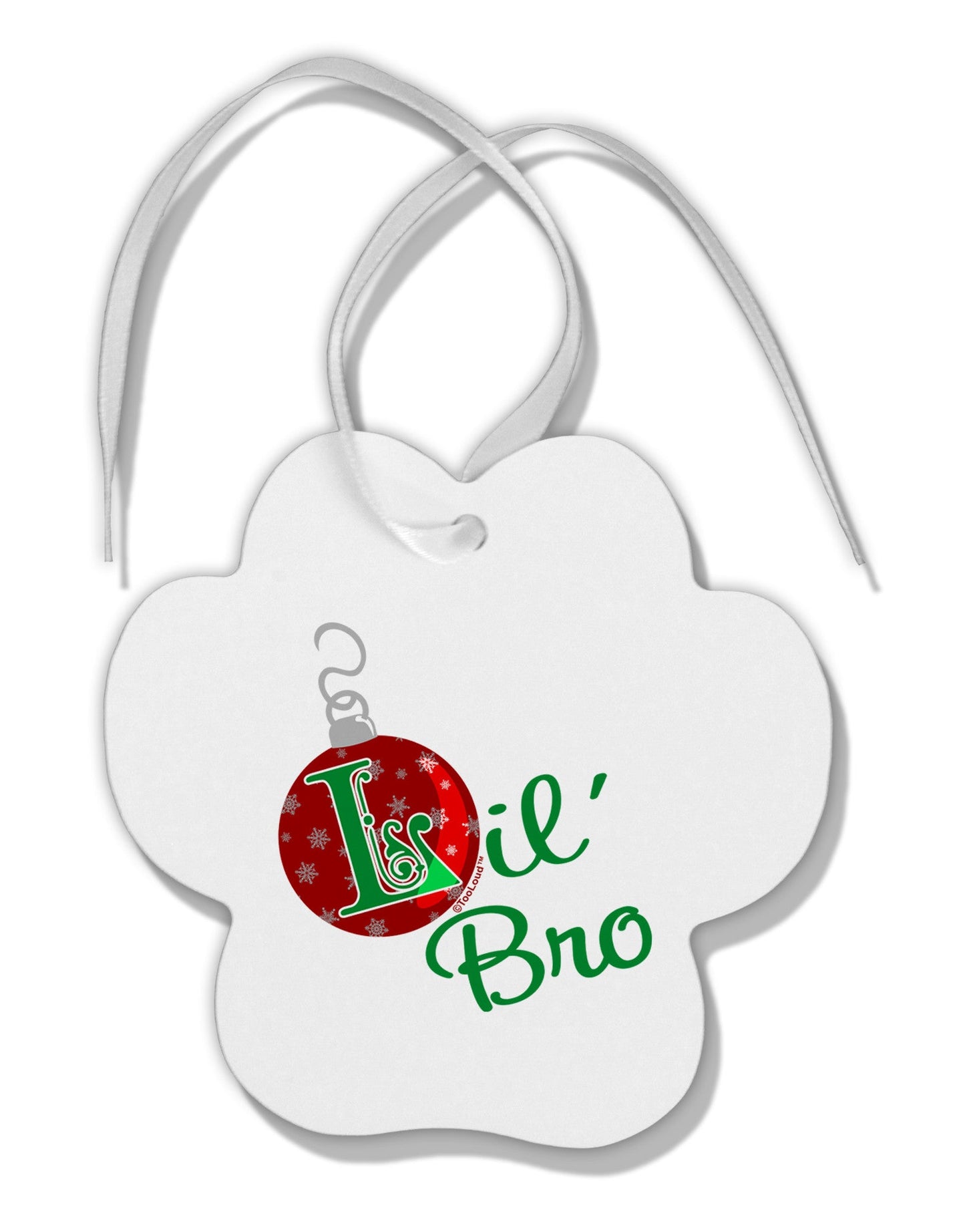 Matching Family Ornament Lil Bro Paw Print Shaped Ornament-Ornament-TooLoud-White-Davson Sales